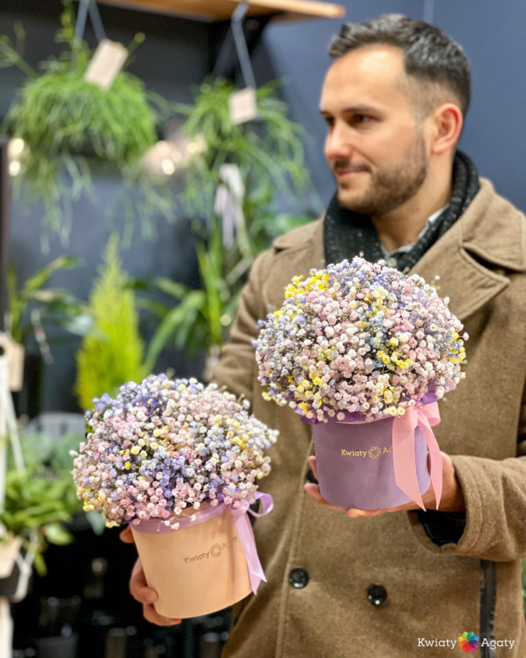 Flowerbox z Kolorowej Gipsówki Kwiaty Agaty